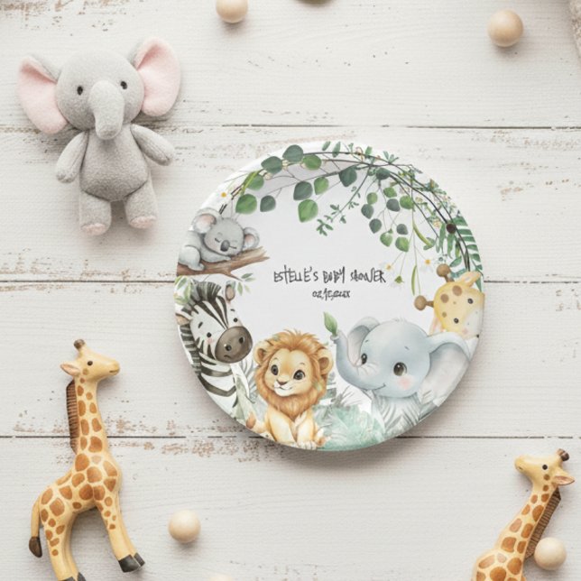 Assiettes En Carton Wild One Cute Safari Jungle Animals Baby Shower (Créateur téléchargé)