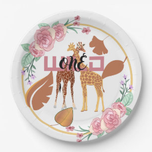 Assiettes En Carton Wild One Jungle Green & Gold Anniversaire de fête