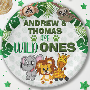 Assiettes En Carton Wild One Jungle Safari Animal Twins Premier annive