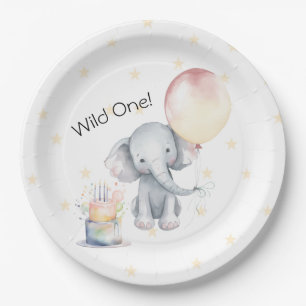 Assiettes En Carton Wild One mignonne Elephant Balloon Gâteau 1er anni