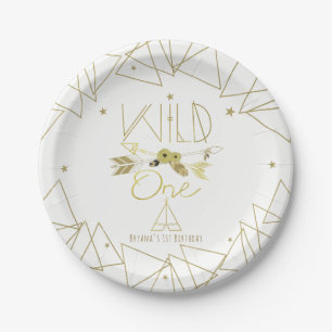 Assiettes En Carton WILD ONE Or & Blanc Bohème 1er Anniversaire TOUTE