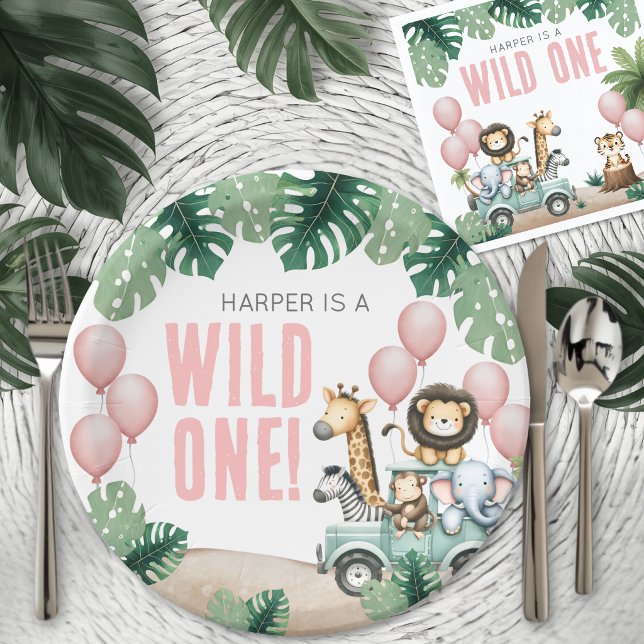 Assiettes En Carton Wild One Pink Safari 1st Birthday (Wild One Pink Safari 1st Birthday Paper Plates)