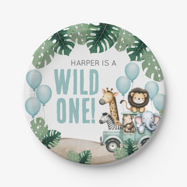 Assiettes En Carton Wild One Safari 1st Birthday (Devant)
