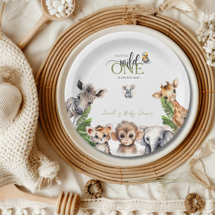 Assiettes En Carton Wild One Safari Animal Jungle Baby shower