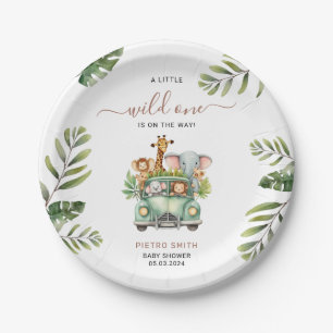 Assiettes En Carton Wild One Safari Animaux Baby shower garçon