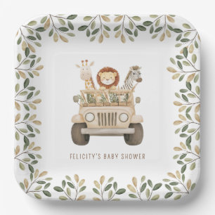 Assiettes En Carton Wild One Safari Animaux Baby shower neutre