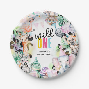 Assiettes En Carton Wild ONE Safari Animaux Cool 1er anniversaire