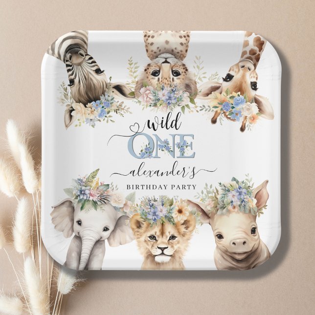 Assiettes En Carton Wild One Safari Garçon 1er Anniversaire Plaque pap (Créateur téléchargé)
