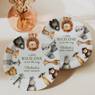 Assiettes En Carton Wild One Sur Le Chemin Safari Animaux Baby shower