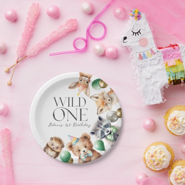 Assiettes En Carton Wild One Woodland 1er anniversaire (Fête)