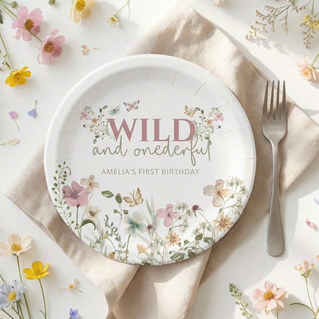 Assiettes En Carton Wild & Onederful Wildflower 1st Birthday Party (Créateur téléchargé)