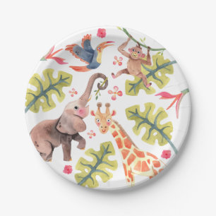 Assiettes En Carton Wild Safari Zoo Plaques de papier d'anniversaire