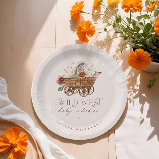 Assiettes En Carton Wild West Country Western Floral Wagon Baby shower (Wild West Country Western Floral Wagon Baby Shower Paper Plates)