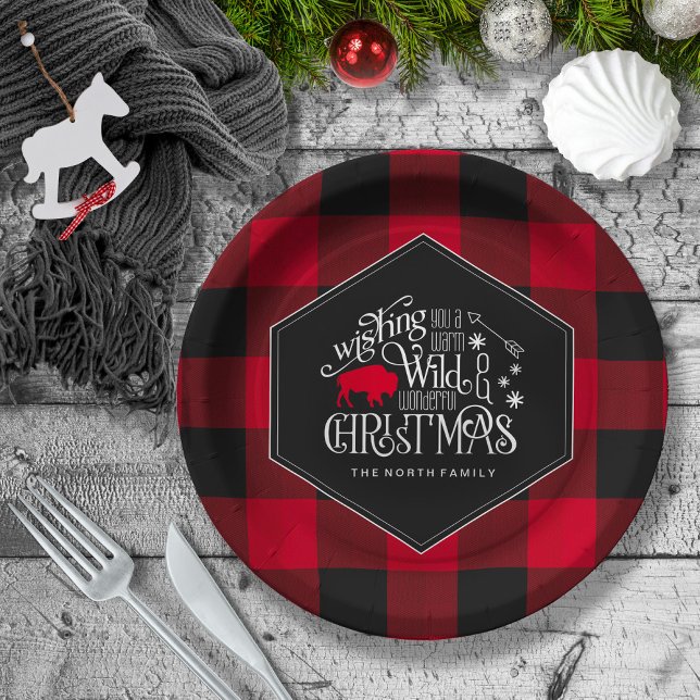 Assiettes En Carton Wild Wonderful Christmas Red Buffalo Plaid ID604 (Créateur téléchargé)