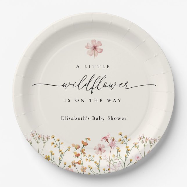 Assiettes En Carton Wildflower Boho Baby Shower (Devant)