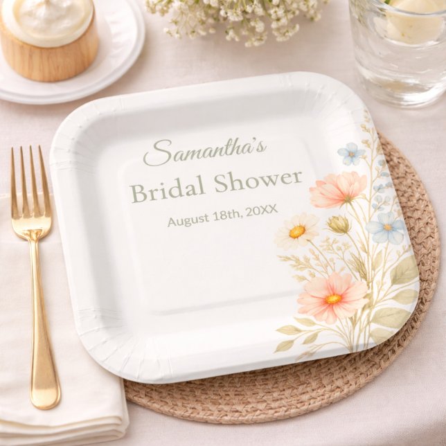 Assiettes En Carton Wildflower Garden Party Event (Créateur téléchargé)