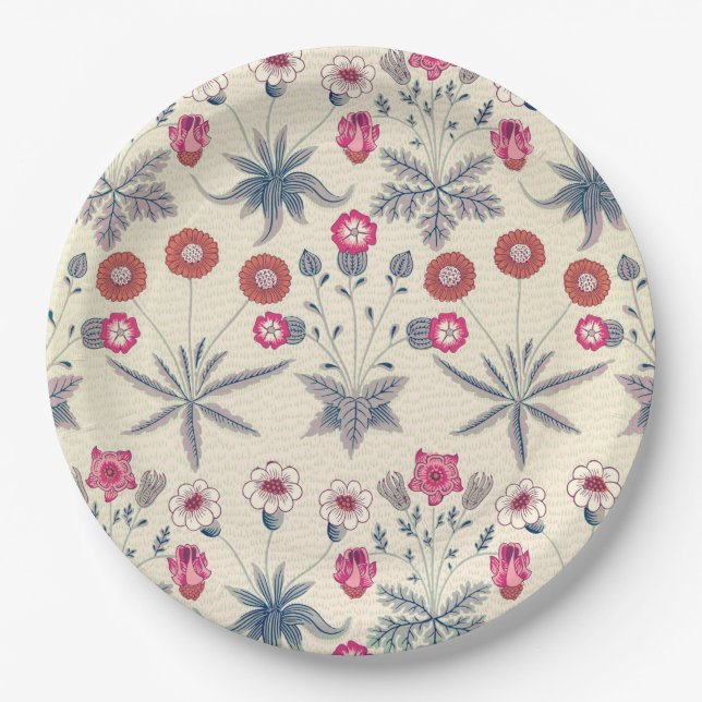Assiettes En Carton William Morris Daisy Motif floral Orange rouge (Devant)