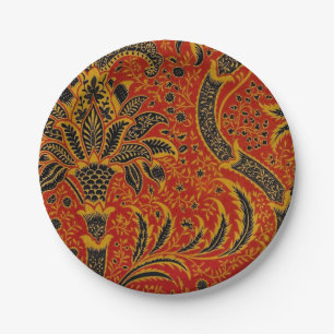 Assiettes En Carton William Morris India Rouge Floral Vintage Classiqu