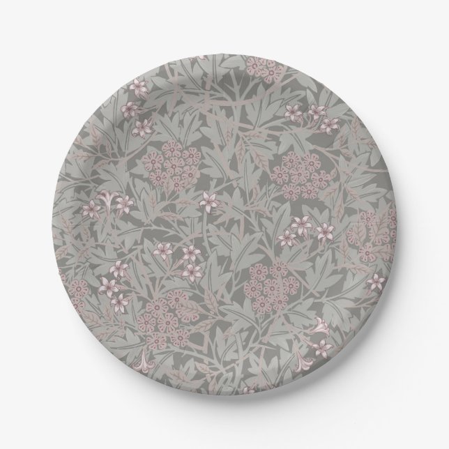 Assiettes En Carton William Morris Jasmine Motif de fleurs (Devant)