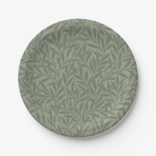Assiettes En Carton William Morris Motif Saule Antique Vert Sauge
