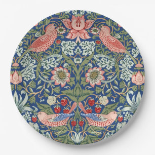 Assiettes En Carton William Morris Strawberry Thief Corail Marine