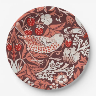 Assiettes En Carton William Morris Strawberry Thief Oiseau en Terracot