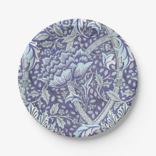 Assiettes En Carton William Morris Windrush Motif Bleu Floral