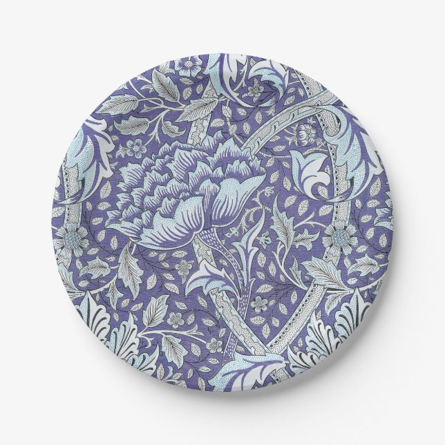 Assiettes En Carton William Morris Windrush Motif Bleu Floral (Devant)