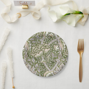 Assiettes En Carton : William Morris Windrush Motif Vert : Vintage