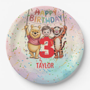 Assiettes En Carton Winnie l'Ourson   Joyeux Anniversaire