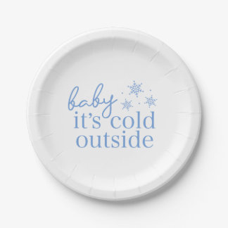 Assiettes En Carton Winter Baby Shower Blue Baby It's Cold Outside