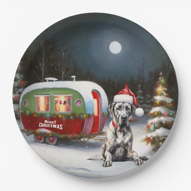 Assiettes En Carton Winter Great Dane Caravan Christmas Adventure (Devant)