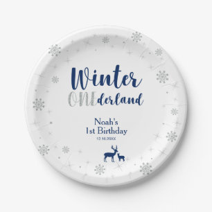 Assiettes En Carton Winter Onederland 1er Anniversaire Plaques papier 