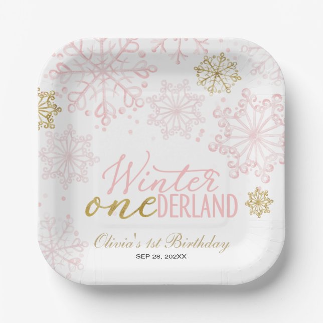 Assiettes En Carton Winter Onederland 1st Birthday  (Recto)