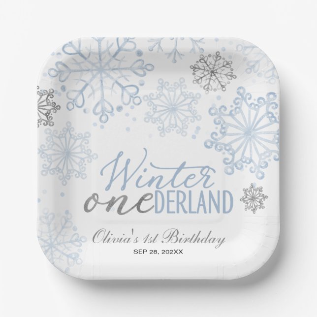 Assiettes En Carton Winter Onederland 1st Birthday  (Recto)