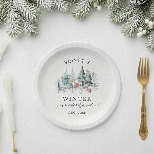 Assiettes En Carton Winter ONEderland Animaux de la Forêt 1er Annivers