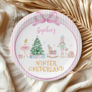 Assiettes En Carton Winter Onederland Nutcracker Pink Girl Birthday