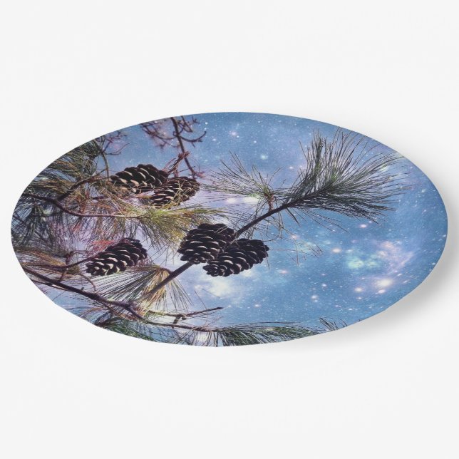 Assiettes En Carton Winter Pine Cones (Angle)