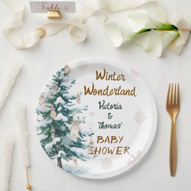 Assiettes En Carton Winter Wonderland Baby Shower  (Mariage)