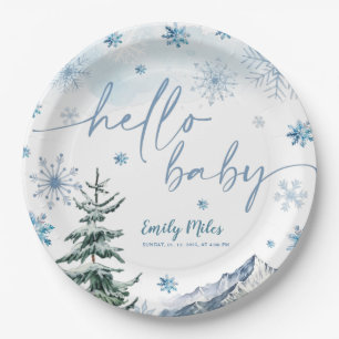 Assiettes En Carton Winter Wonderland Hello Baby Papier Plaques
