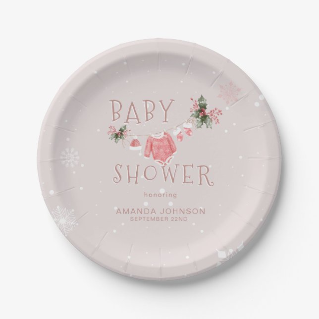 Assiettes En Carton Winter Wonderland Il fait froid dehors Baby shower (Devant)