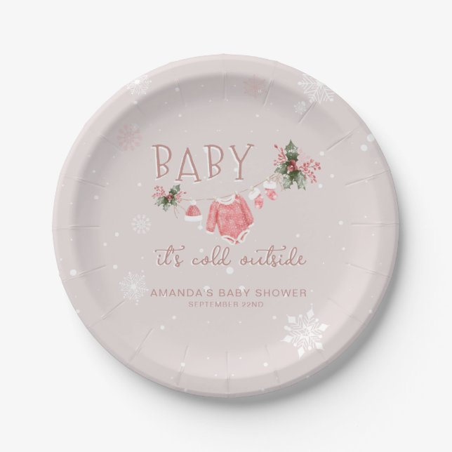 Assiettes En Carton Winter Wonderland Il fait froid dehors Baby shower (Devant)