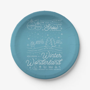 Assiettes En Carton Winter Wonland Noël Plaques de papier de 7 po