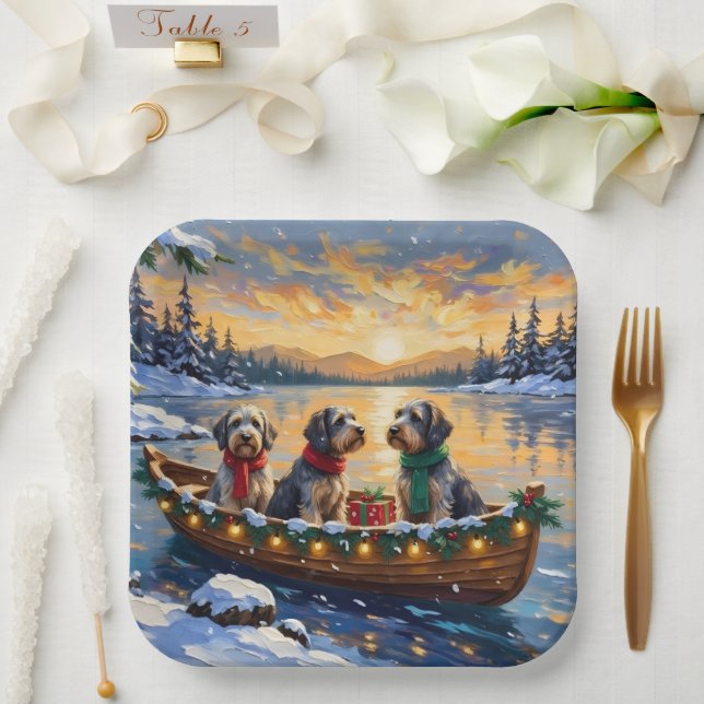 Assiettes En Carton Wirehaired Pointing Griffon Christmas Boat Holiday (Mariage)