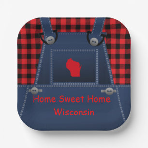 Assiettes En Carton Wisconsin Overalls Buffalo Plaid 7" Plaques de pap