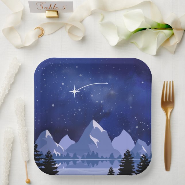 Assiettes En Carton Wishing Star Night Sky (Mariage)