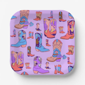 Assiettes En Carton witchy cowgirl cowboy boots rodeo festival