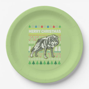 Assiettes En Carton Wolf Ugly Christmas Sweat Wildlife Series