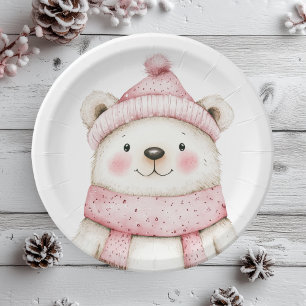 Assiettes En Carton Wonderland White Bear Rose