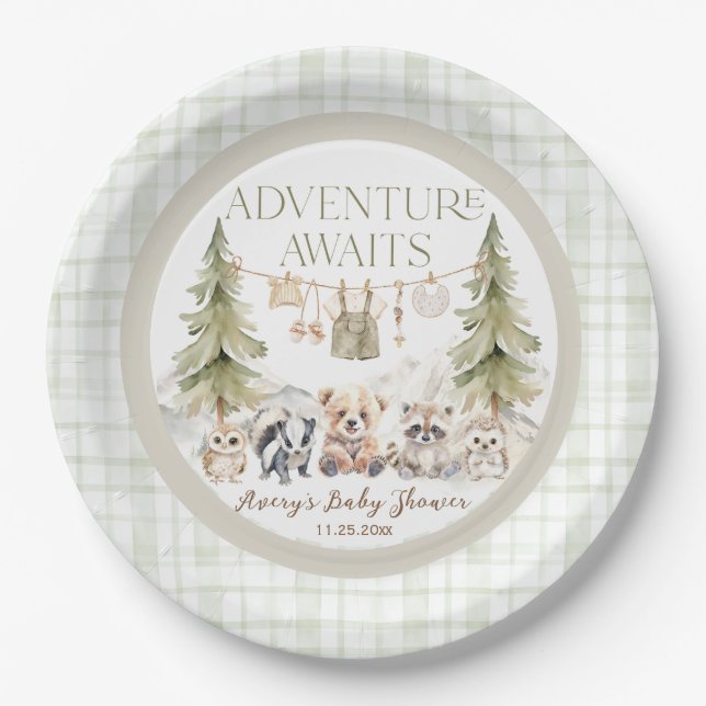 Assiettes En Carton Woodland Adventure Oh Boy Baby Shower (Devant)